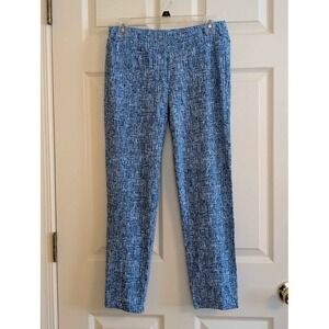 J McLaughlin Womens Small Blue Print Pants Stretch Slim Ankle Casual Travel